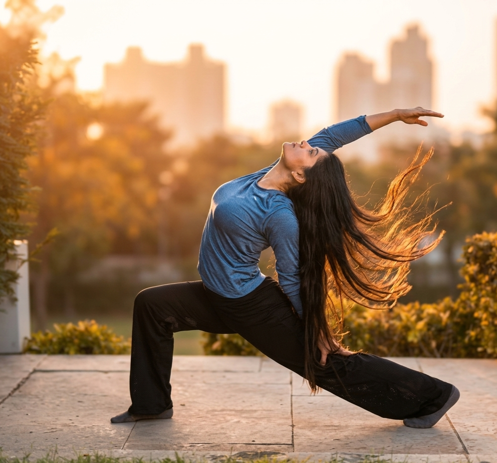 Shashi Shastri doing a classical meditation pose